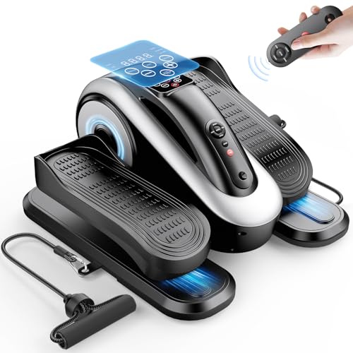 Image of Large Size Under Desk Elliptical Machine,Electric Leg Exerciser for Seniors,12 Adjustable Speeds&12 Modes with Remote Control,Elastic Rope,Manual&Auto Mode for Home Office