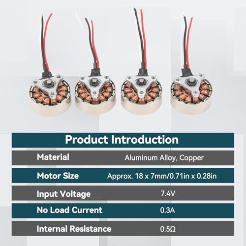 HERCHR Mini RC Quadcopter silnik drona, 4 szt. 7,4 V 0,3 a 0,5 Ω Micro 1503 silnik bezszczotkowy RC silnik elektryczny do 4 osi zdalnie sterowanych samolotów