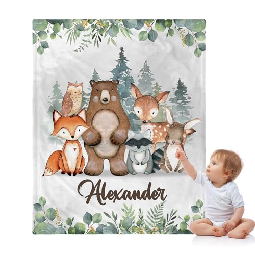 J&SBGFT Personalized Baby Blanket with Name, Customized Name Receiving Blanket