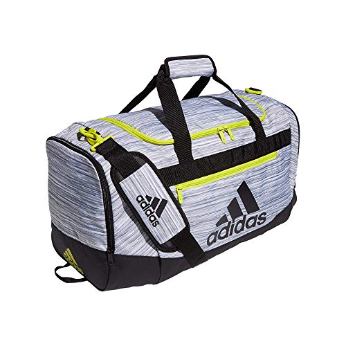 adidas Defender 4 Medium Duffel Bag, Looper White/Black/Acid Yellow