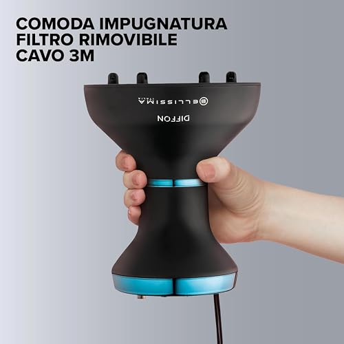 Bellissima Style Expert Diffon Diffuseur d'air chaud XL professionnel pour cheveux bouclés, technologie ionique anti-frisottis, 2 vitesses, 3 températures, câble de 3 m, séchage délicat - 7