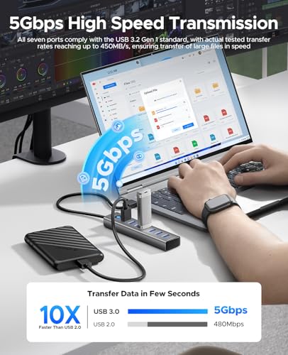 ORICO 7-Port USB 3.0 5Gbps Extender Splitter Hub w/ 1.64' Cable $9.79 + Free Shipping w/ Prime + 46% Off Code 0LYQ4L11 Prime - image 3