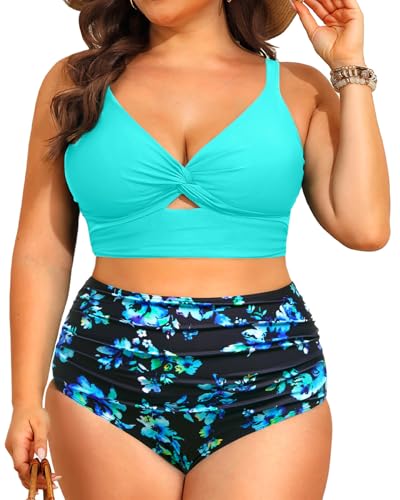Image of Daci Plus Size Two Piece Swimsuits High Waisted Tummy Control Bikini