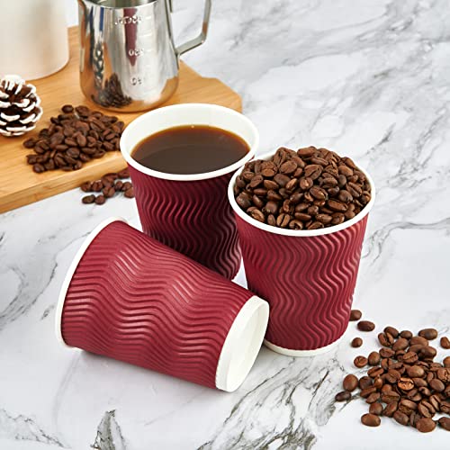 Jollypack 60 Pack Hot Paper Cups, 12 Oz Disposable Coffee Cups, Red Hot Beverage Cups With Insulated Ripple Wall, Paper Ripple Cups For Christmas, Party And Daily Life #TOP2