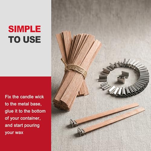 Pack de 50 mechas de madera para velas con base metálica miniatura 5