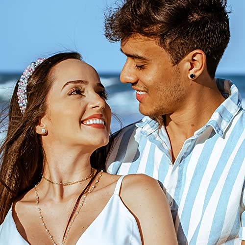 18K White Gold Plated Sterling Silver Round Cut Cubic Zirconia Stud Earrings For Women Men 4 Prong Swarovski Zirconia Hypoallergenic Cz Stud Earrings (Black) #TOP2