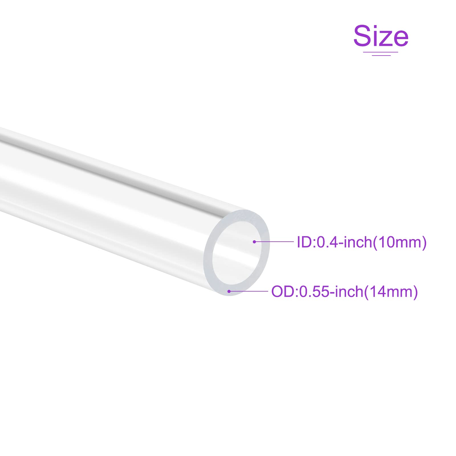 DMiotech 2pz 10mm x 14mm 12" Trasparente Acrilico Tubo Rigido Plastica Tubo per Acquario Acqua Tubo, Acqua Raffreddamento Sistema, Idraulica