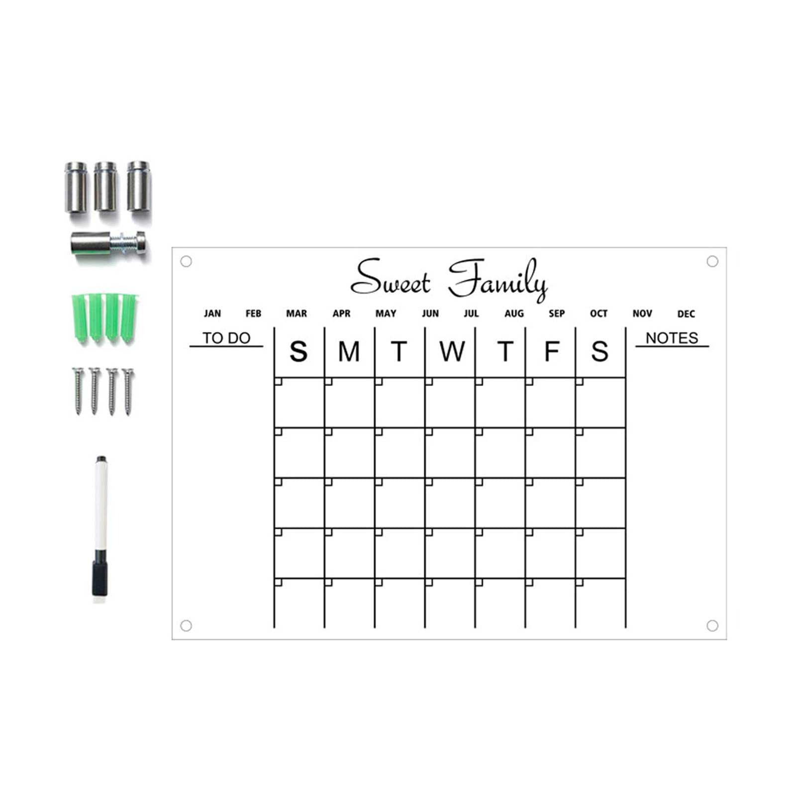 Acryl-Kühlschrankkalender, transparenter Kühlschrankkalender, Wochenplaner, Whiteboard aus Acryl
