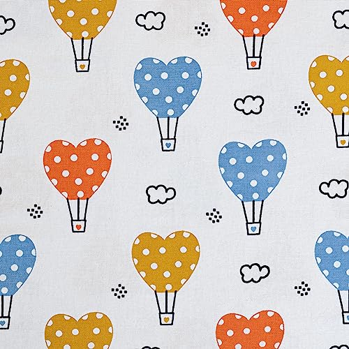 Image of HOMEMONDE Air Balloon Printed Kids Curtain Set of 2 - Cotton 8 Feet Long Door Curtains, Top Style Eyelets - (Multicolor, 96 Inches)