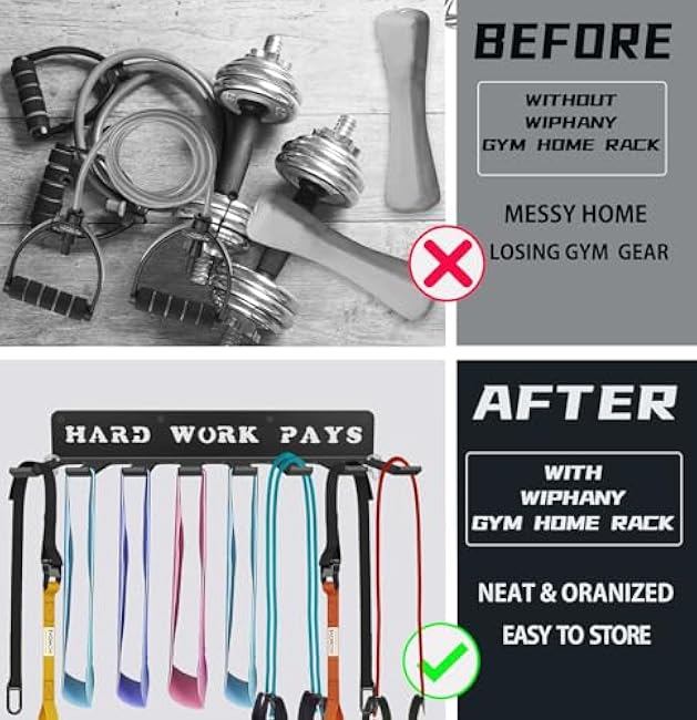 Multi-Purpose Workout Gear Wall Hanger Storage for Resistance Bands, Jump Ropes, Lifting Belt, Fitness Bands, Barbells