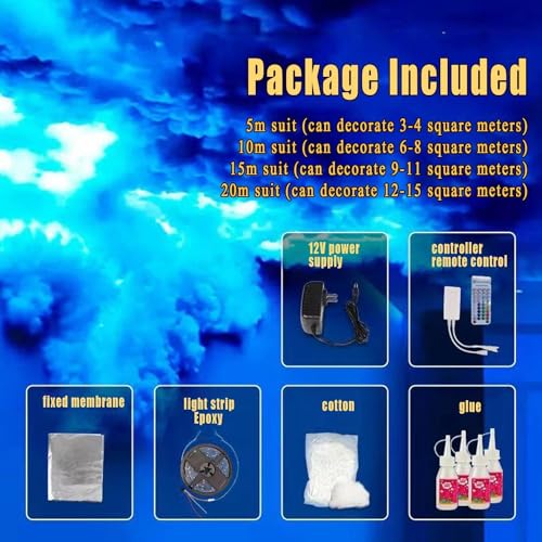 Lámpara Nube Trueno RGB 3D Gigante con Tira LED 10m miniatura 6