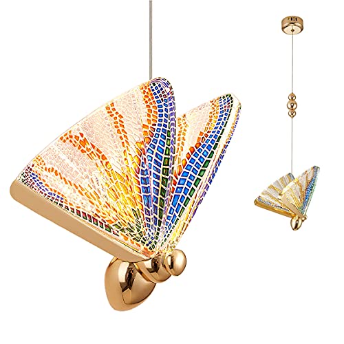 LED-Kronleuchter, moderne Metall-Pendelleuchten, bunte Schmetterling-Lampe für Schlafzimmer, Wohnzimmer, Esszimmer, Flur, Hochzeit oder Party, Dekoration, 1 Packung Cover