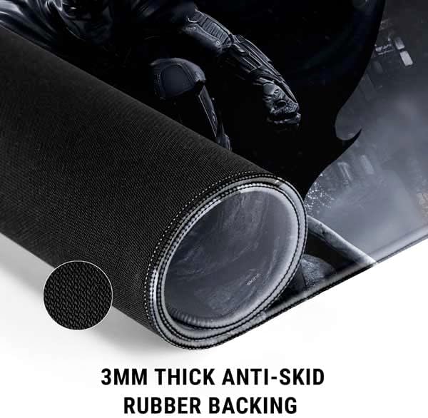 Skinit Extra Large Gaming Mouse Pad - Officially Licensed Batman Smoke Design with Stitched Edges, Waterproof, Non-Slip Rubber Base, Desk Mat for Keyboard & Mouse, 35.75" x 15.4" inches
