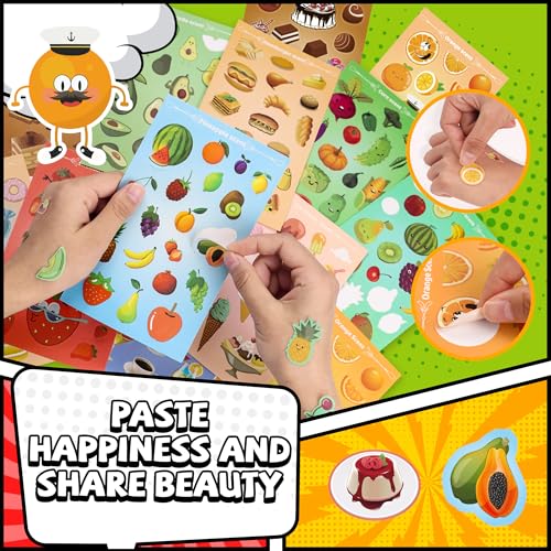 HORIECHALY Stickers for Kids, Smelly Stickers Scratch and Sniff 48 Sheets 12 Scents, Funny Scented Fruit and Food Sticker for Teachers, Classroom Reward, Craft Gift for Boys and Girls