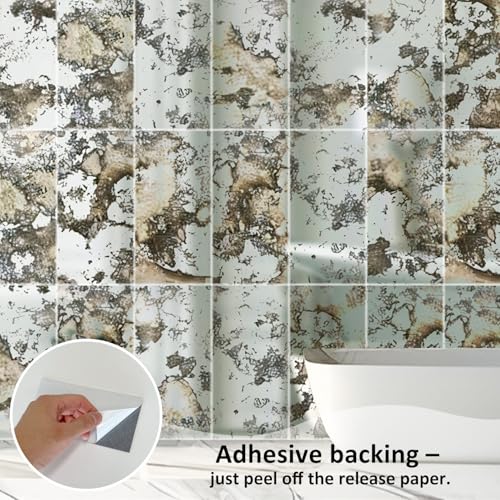 funlife 3D Vintage Mirror Effect Wall Panels, Rusty Faux Antique Mirror Tiles, Humidity Wall Rectangular 35PCS