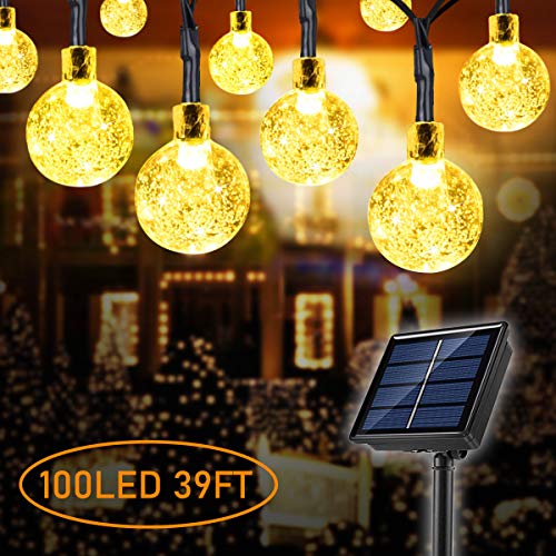 Globe Solar String Lights,100 LED 39ft 8 Modes Waterproof String Lights,Indoor/Outdoor Fairy Lights Globe Crystal Balls for Garden Yard Home Party Wedding Christmas Festival Decoration Globe Solar String Lights,100 LED 39ft 8 Modes Waterproof String Lights,Indoor/Outdoor Fairy Lights Globe Crystal Balls for Garden Yard Home Party Wedding Christmas Festival Decoration