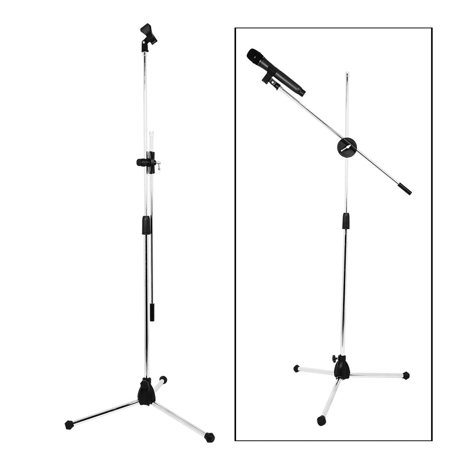 Supporto per microfono con treppiede e clip per microfono, supporto pieghevole, struttura robusta che garantisce l'assenza di vibrazioni durante