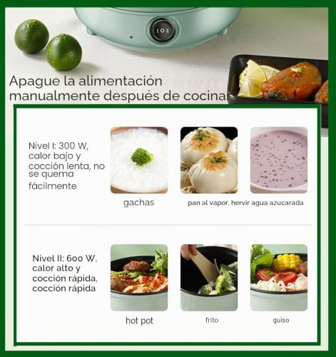 Miniatura 6 de Ollas Eléctricas De 1,7 L, Cocina Portátil De Viaje, Cocina Eléctrica, Sartén Antiadherente Para El Hogar, Olla Rápida De Fideos Olla Verde