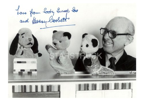 DREAMKY Childrens TV Show Sooty Sweep & Soo with Harry Corbett Signed A4 Print