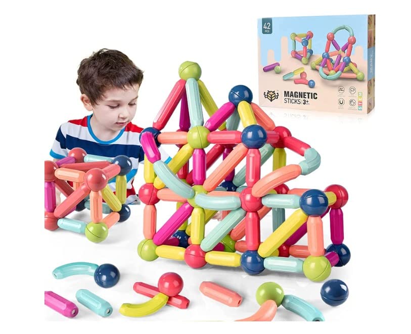 Grab Mantra GrabMantra Magnetic Building Sticks Blocks Toy, Stem Educational Construction Toys, 3D Magnet Building Puzzle Toys Gift for Kids and Toddler