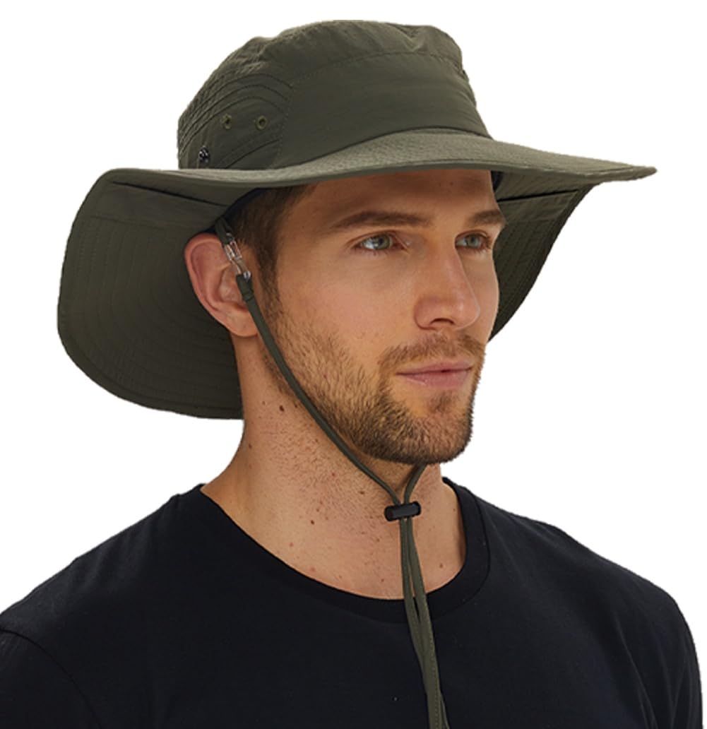 TNFFNA Spring Sun Hat with UPF 50+ Unisex Fishing Hat Neck Flap Boonie Hat Bucket Hat