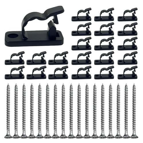 Quwem 60Pack Outdoor String Clips Light Hooks, Screw in Hooks for Garden Lights Fence Decorations Weatherproof Cable Hangers and Clips for Hanging Fairy Lights Christmas Festival Patio