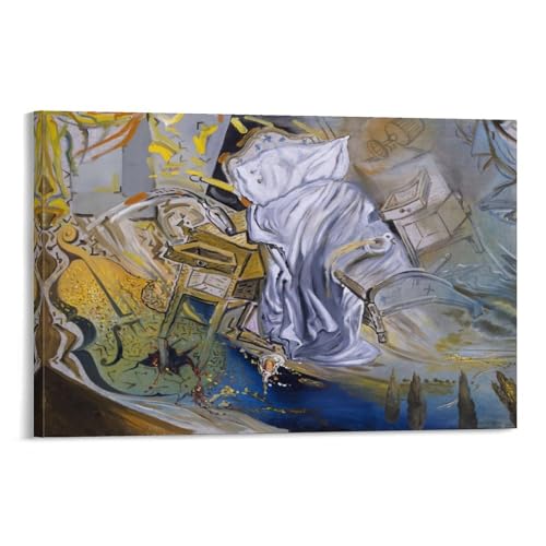 Toile lit et deux tables de chevet Dalí tableau moderne 60x90 cm