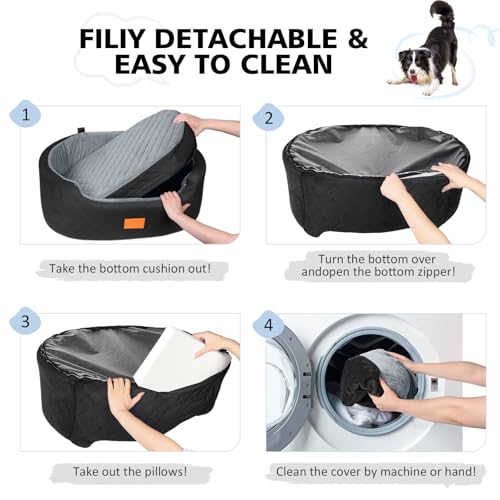 Hunde Autositz für große/mittlere Hunde (bis 25 kg) oder 2 kleine, Auto Hundesitz mit Sicherheitsleinen & waschbarem Kissen – für Rückbank