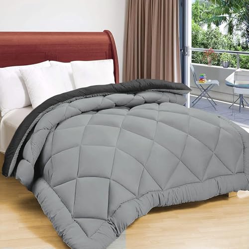 Image of Dream Living Microfibre All Season /AC /Summer Solid Reversible Single Bed Comforter Blanket (Black-Single, Single-152X220)