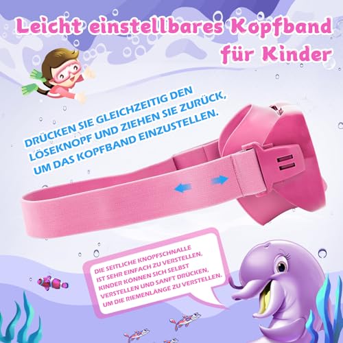Kinder Schwimmbrille, Anti-Leck Schnorchelmaske mit Nasenabdeckung & elastischem Stoffband, UV-Schutz Schwimmbrille für Jungen und Mädchen – Ansicht 6