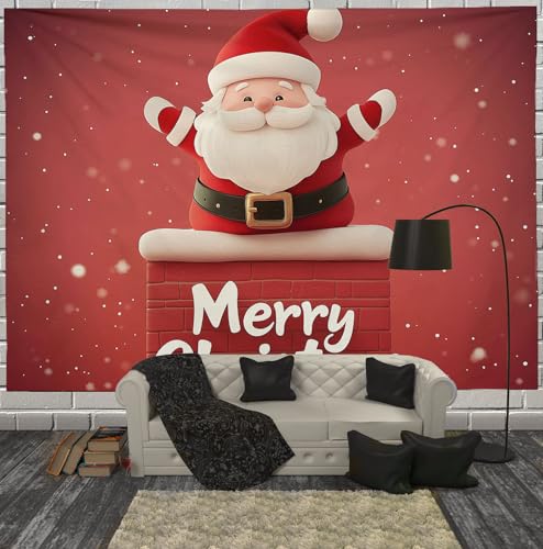 Tapisserie Père Noël 3D et grande tenture murale pour décoration de fête