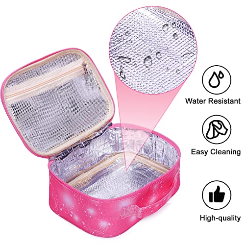 Kids Lunch Box Boys Girls Insulated Lunch Cooler Bag Reusable Lunch Tote Kit For School Travel (Pink) #TOP2
