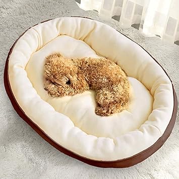 MR.BOT Luxurious and Durable Polyester Filled Soft Dual Colour Dog/Cat Bed (XL, Cream & Brown )
