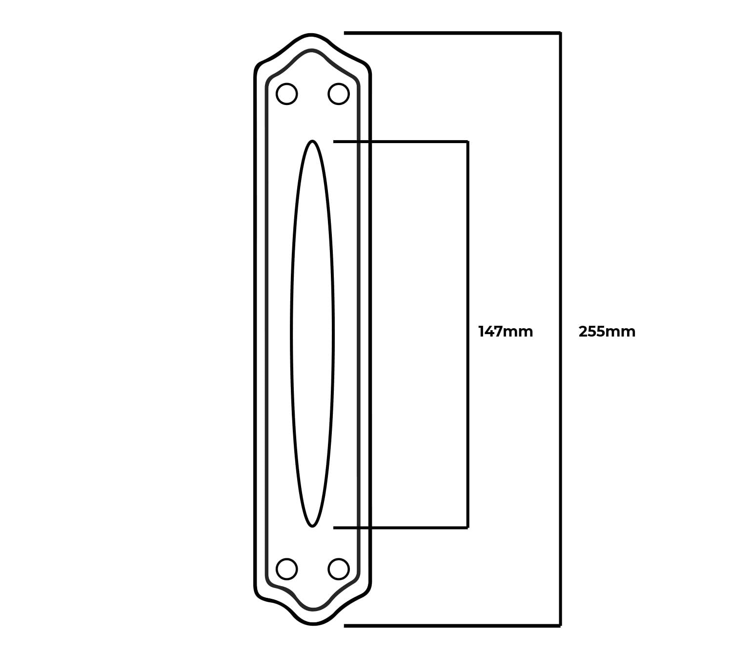 ARCO Sliding Door Handles - Set of 2 Handles with Plate in Black Finish - Image 4