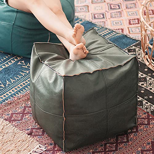 Repose-pieds simple housse de pouf cuir carré pour petit salon - 7