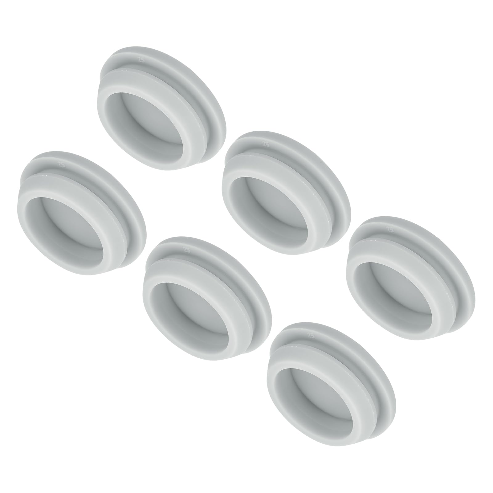 MECCANIXITY 6pcs Silicone Snap in Locking Hole Plugs,25mm/1 Inch Mounting Diameter Narrow Groove Width 2mm Panel Seal Cover Round for Kitchen Bulkheads Waterproof Sealing Plugs Grey