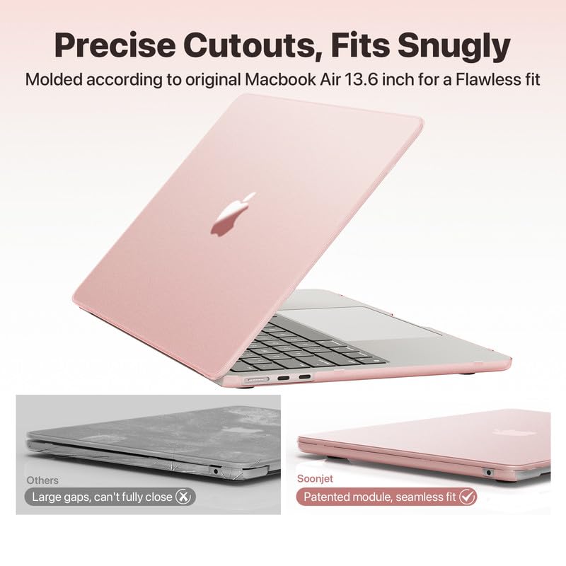 Image of Soonjet for MacBook Air 13 inch Case, M5 M4 M3 M2, 2022-2026 A3449 A3240 A3113 A2681, Color Matched, Snap-On Design, Fingerprint & Scratch Resistant, Hard Shell Protective Matte Cover for Mac Air 13.6