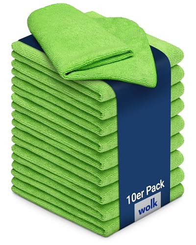 wolk Mikrofasertücher Grün | 10er Pack Putztücher | Fusselfreie Universaltücher
