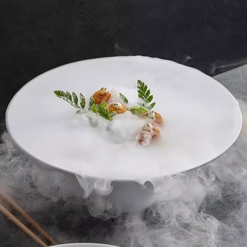 Forniture Per Feste Piatto di ghiaccio secco creativo in ceramica bianca Piatto di specialità cinesi Piatto di insalata dell'hotel Ristorante Piatto di cibo occidentale Piatti Della Festa