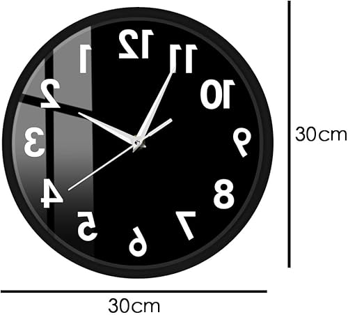 Miniatura 2 de The Geeky Days Reloj de pared con marco de metal hacia atrás, sin tictac, reloj de pared inverso, funciona con pilas, reloj digital creativo para