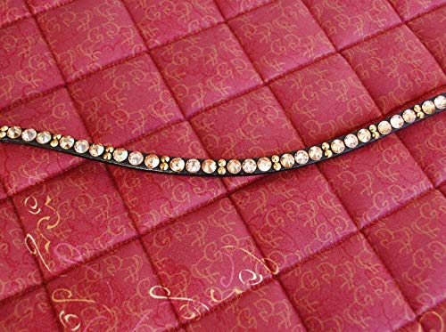 GlücksHucke Stirnriemen Pferd 'Goldliebe' in Gold mit Strass geschwungen, schmal (Vollblut) Cover