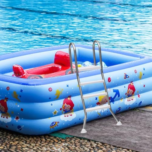Escalera para piscina elevada de acero inoxidable de 3 peldaños miniatura 1