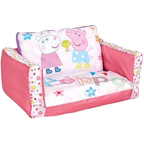 Peppa Pig Flip Out Mini 2 in 1 Kids Inflatable Sofa and Lounger, Bamboo, Rose, Dimensions : (H) 26 x (L) 68 x (P) 105 cm Cover