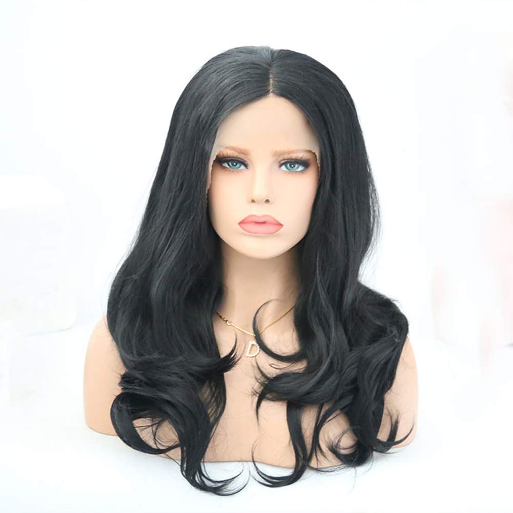 Glueless Lace Front Wigs Long Natural Body Wave Swiss Natural Black Synthetic Lace Front Wig Natural Hairline Heat Resistant