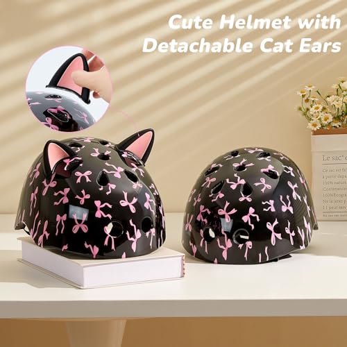 Image of Kids Bike Helmet for Girls 3-5 /5-8 /8-14, Adjustable Helmet with DIY Cat Ears, Cute Toddler Youth Helmets for Skateboard Scooter Cycling Roller Skating
