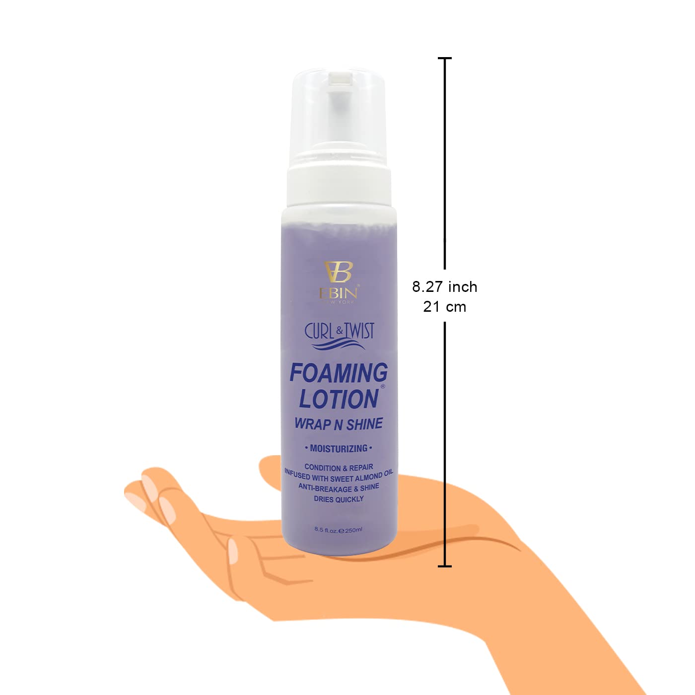 EBIN NEW YORK Curl & Twist Foaming Lotion Moisturizing 8.5 oz, Clear, 251.38 ml (Pack of 1) - Image 3