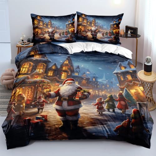 YUTNSAN Weihnachten Bettwäsche 220x240cm Weihnachtsmann Winter Kinder...