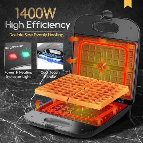 Aigostar Waffle Maker, 4-Slice Nonstick Waffle Iron thumb #2