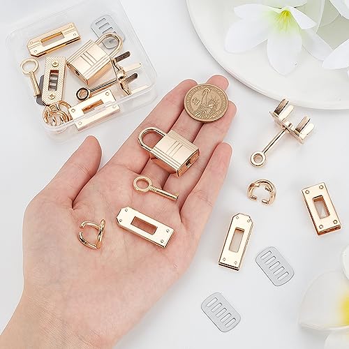 WADORN 20pcs Alloy Bag Lock Clasp Set, Purse Closure Hardware DIY Bag Making Lock Fastener D Ring Chain Connector Accessories for DIY Leather Crafts Shoulder Bag Repair Replacement, 2 Sets