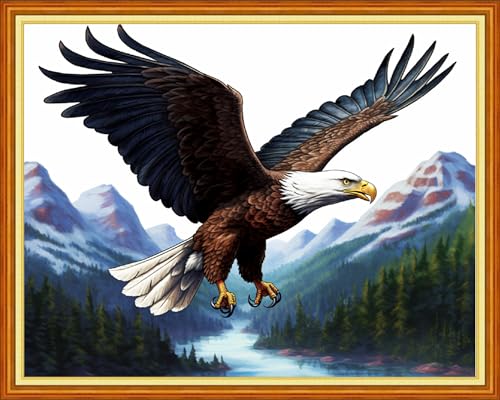Image of Dimensean Stamped Cross Stitch Kits Full Range of Embroidery Patterns Starter Kits for Beginners Adult DIY Cross Stitches Needlepoint Kits 11CT-Feiying Mountain and River 16x20 inch